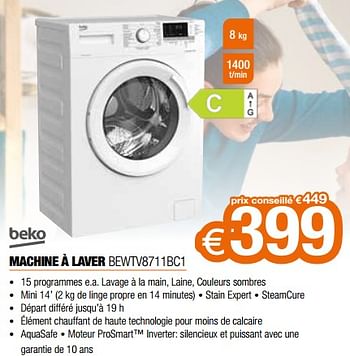 Promotions Beko machine à laver bewtv8711bc1 - Beko - Valide de 01/05/2022 à 31/05/2022 chez Expert