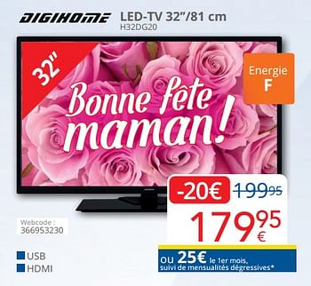 Promoties Digihome` led-tv 32``-81 cm h32dg20 - Digihome' - Geldig van 01/05/2022 tot 31/05/2022 bij Eldi