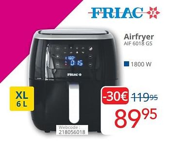 Promoties Friac airfryer aif 6018 gs - Friac - Geldig van 01/05/2022 tot 31/05/2022 bij Eldi