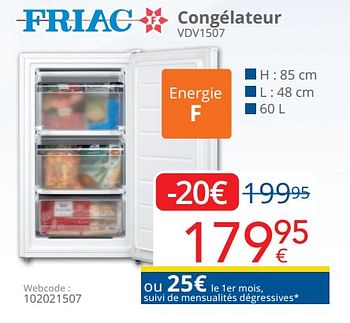 Promoties Friac congélateur vdv1507 - Friac - Geldig van 01/05/2022 tot 31/05/2022 bij Eldi