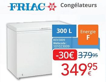 Promoties Friac congélateurs bdv3009 - Friac - Geldig van 01/05/2022 tot 31/05/2022 bij Eldi