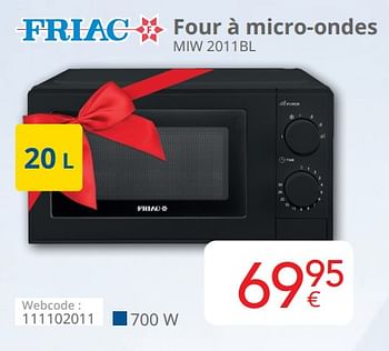 Promoties Friac four à micro-ondes miw 2011bl - Friac - Geldig van 01/05/2022 tot 31/05/2022 bij Eldi