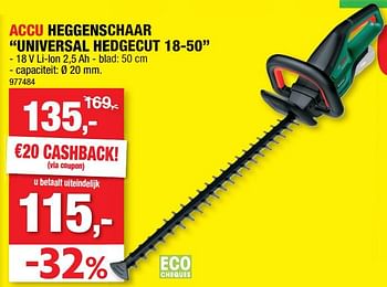 Promoties Bosch accu heggenschaar universal hedgecut 18-50 - Bosch - Geldig van 04/05/2022 tot 15/05/2022 bij Hubo