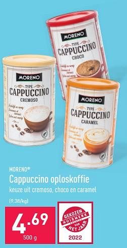 Promoties Cappuccino oploskoffie - Moreno - Geldig van 09/05/2022 tot 20/05/2022 bij Aldi
