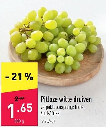 Promoties Pitloze witte druiven - Huismerk - Aldi - Geldig van 09/05/2022 tot 21/05/2022 bij Aldi
