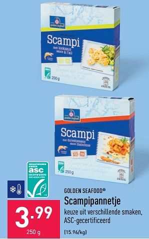 Promotions Scampipannetje - Golden Seafood - Valide de 13/05/2022 à 20/05/2022 chez Aldi