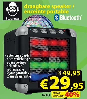 Promoties I dance draagbare speaker - enceinte portable cm3bk - I Dance - Geldig van 04/05/2022 tot 11/05/2022 bij ElectroStock