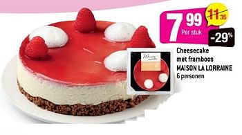 Promoties Cheesecake met framboos maison la lorraine - La Lorraine - Geldig van 04/05/2022 tot 10/05/2022 bij Smatch