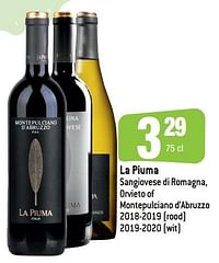 La piuma sangiovese di romagna, orvieto of montepulciano d’abruzzo 2018-2019 rood 2019-2020 wit-Rode wijnen