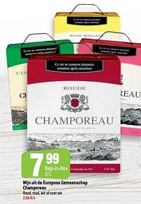 Wijn uit de europese gemeenschap champoreau rood, rosé, wit of zoet wit-Rode wijnen