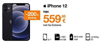 Promoties Apple iphone 12 - Apple - Geldig van 02/05/2022 tot 15/05/2022 bij Orange