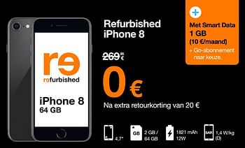 Promoties Apple refurbished iphone 8 - Apple - Geldig van 02/05/2022 tot 15/05/2022 bij Orange