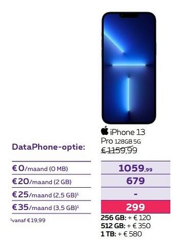 Promoties Apple iphone 13 pro 128gb 5g - Apple - Geldig van 02/05/2022 tot 31/05/2022 bij Proximus