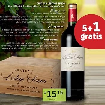 Promotions Château lestage simon - Vins rouges - Valide de 13/05/2022 à 25/05/2022 chez BelBev