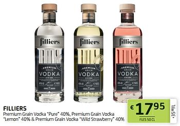 Promotions Filliers premium grain vodka pure premium grain vodka lemon + premium grain vodka wild strawberry - Filliers - Valide de 13/05/2022 à 25/05/2022 chez BelBev