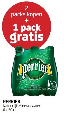Promotions Perrier natuurlijk mineraalwater 2 packs kopen + 1 pack gratis - Perrier - Valide de 13/05/2022 à 25/05/2022 chez BelBev