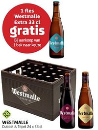 Westmalle dubbel + tripel 1 fles westmalle extra 33 cl gratis bij aankoop van 1 bak naar keuze-Westmalle