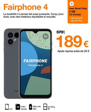 Promotions Fairphone 4 - Fairphone - Valide de 02/05/2022 à 15/05/2022 chez Orange