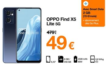 Promotions Oppo find x5 lite 5g - Oppo - Valide de 02/05/2022 à 15/05/2022 chez Orange