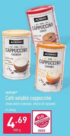 Promotions Café soluble cappuccino - Moreno - Valide de 09/05/2022 à 20/05/2022 chez Aldi