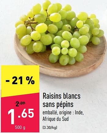 Promotions Raisins blancs sans pépins - Produit maison - Aldi - Valide de 09/05/2022 à 21/05/2022 chez Aldi