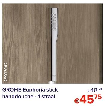 Promoties Grohe euphoria stick handdouche - 1 straal - Grohe - Geldig van 01/05/2022 tot 31/05/2022 bij Euro Shop