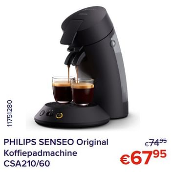 Promoties Philips senseo original koffiepadmachine csa210-60 - Philips - Geldig van 01/05/2022 tot 31/05/2022 bij Euro Shop