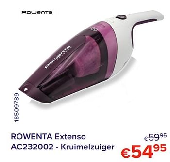 Promoties Rowenta extenso ac232002 - kruimelzuiger - Rowenta - Geldig van 01/05/2022 tot 31/05/2022 bij Euro Shop