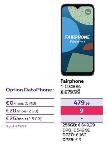Promotions Fairphone 4 128gb 5g - Fairphone - Valide de 02/05/2022 à 31/05/2022 chez Proximus