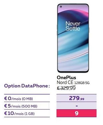 Promotions Oneplus nord ce 128gb 5g - OnePlus - Valide de 02/05/2022 à 31/05/2022 chez Proximus