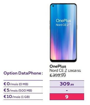 Promotions Oneplus nord ce 2 128gb 5g - OnePlus - Valide de 02/05/2022 à 31/05/2022 chez Proximus