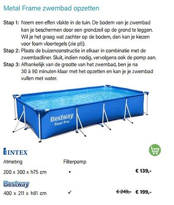 Promoties Metal frame zwembad opzetten - BestWay - Geldig van 03/05/2022 tot 31/08/2022 bij Multi Bazar
