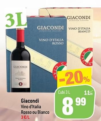 Promotions Giacondi vino d’italia rosso ou bianco - Vins rouges - Valide de 04/05/2022 à 24/05/2022 chez Match