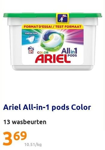 Promoties Ariel all-in-1 pods color - Ariel - Geldig van 04/05/2022 tot 10/05/2022 bij Action