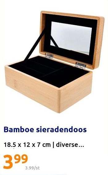 Promoties Bamboe sieradendoos - Huismerk - Action - Geldig van 04/05/2022 tot 10/05/2022 bij Action