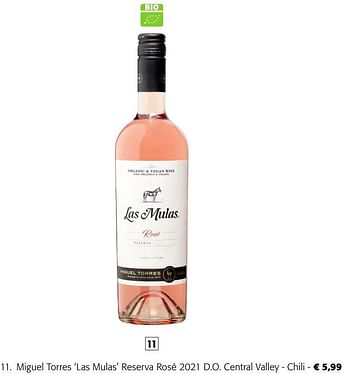 Promoties Miguel torres las mulas reserva rosé 2021 d.o. central valley - chili - Rosé wijnen - Geldig van 04/05/2022 tot 17/05/2022 bij Colruyt