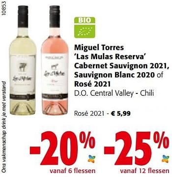 Promotions Miguel torres las mulas reserva rosé 2021 - Vins rosé - Valide de 04/05/2022 à 17/05/2022 chez Colruyt