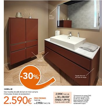 Promotions Ces meubles de salle de bain et miroir compris - Produit maison - Eggo - Valide de 01/05/2022 à 31/05/2022 chez Eggo