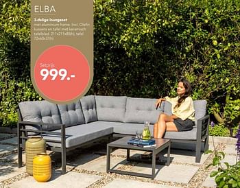 Promoties Elba 3-delige loungeset - Huismerk - Free Time - Geldig van 01/04/2022 tot 30/06/2022 bij Freetime