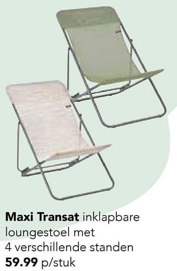 Promoties Maxi transat inklapbare loungestoel met 4 verschillende standen - Lafuma - Geldig van 01/04/2022 tot 30/06/2022 bij Freetime