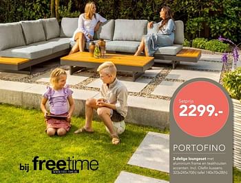 Promoties Portofino 3-delige loungeset - Huismerk - Free Time - Geldig van 01/04/2022 tot 30/06/2022 bij Freetime