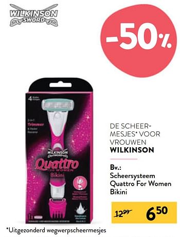 Promoties Scheersysteem quattro for women bikini - Wilkinson - Geldig van 04/05/2022 tot 31/05/2022 bij DI