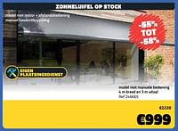 Zonneluifel model met manuele bediening 4 m breed en 3 m uitval-Huismerk - Bouwcenter Frans Vlaeminck