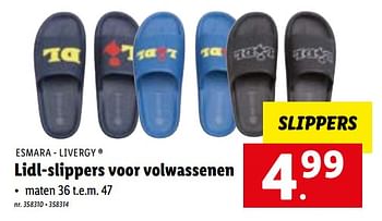 Promoties Lidl-slippers voor volwassenen - Esmara - Geldig van 16/05/2022 tot 22/05/2022 bij Lidl