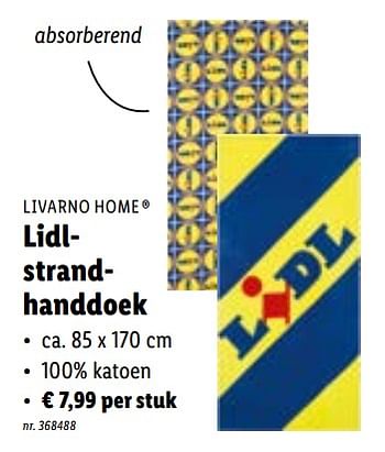 Promoties Lidlstrandhanddoek - Livarno - Geldig van 16/05/2022 tot 22/05/2022 bij Lidl