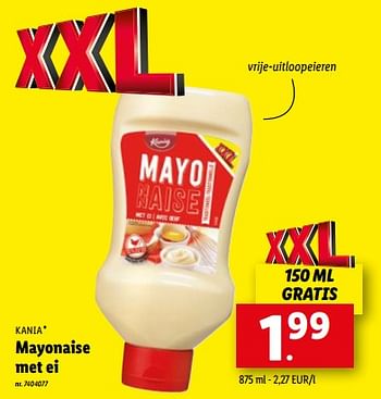 Promoties Mayonaise met ei - Kania - Geldig van 16/05/2022 tot 22/05/2022 bij Lidl