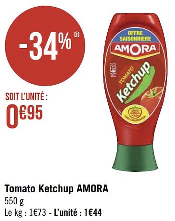 Promotions Tomato ketchup amora - Amora - Valide de 09/05/2022 à 22/05/2022 chez Géant Casino