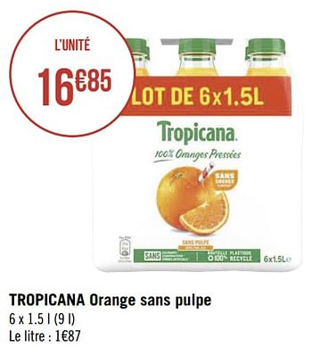 Promotions Tropicana orange sans pulpe - Tropicana - Valide de 09/05/2022 à 22/05/2022 chez Géant Casino