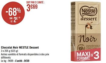 Promotions Chocolat noir nestle dessert - Nestlé - Valide de 09/05/2022 à 22/05/2022 chez Géant Casino