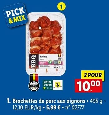 Promotions Brochettes de porc aux oignons - Produit maison - Lidl - Valide de 16/05/2022 à 22/05/2022 chez Lidl